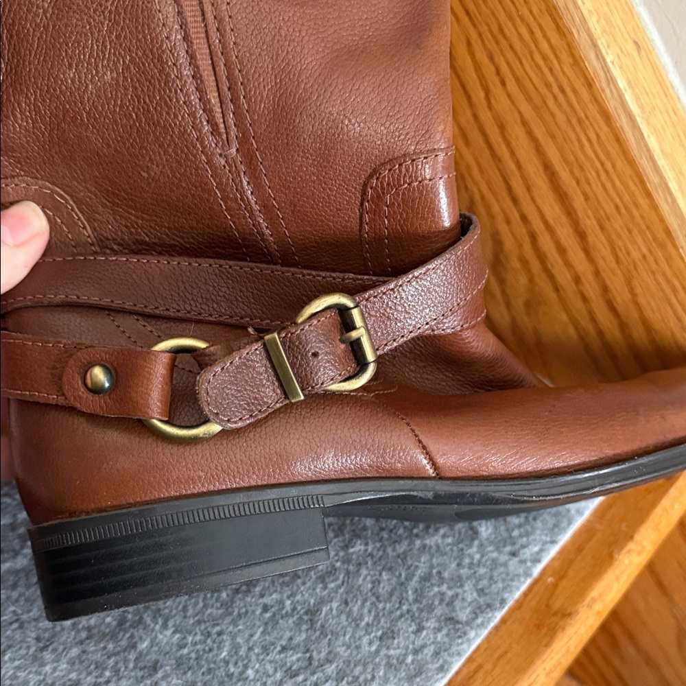 Naturalized Brown Leather Knee-High Boots - Picture 9 of 10